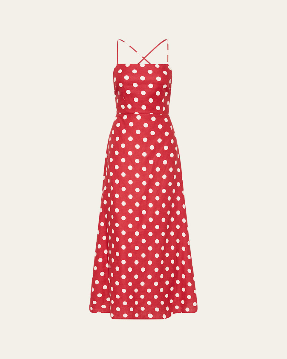 Lori Polka-Dot Linen Maxi Dress